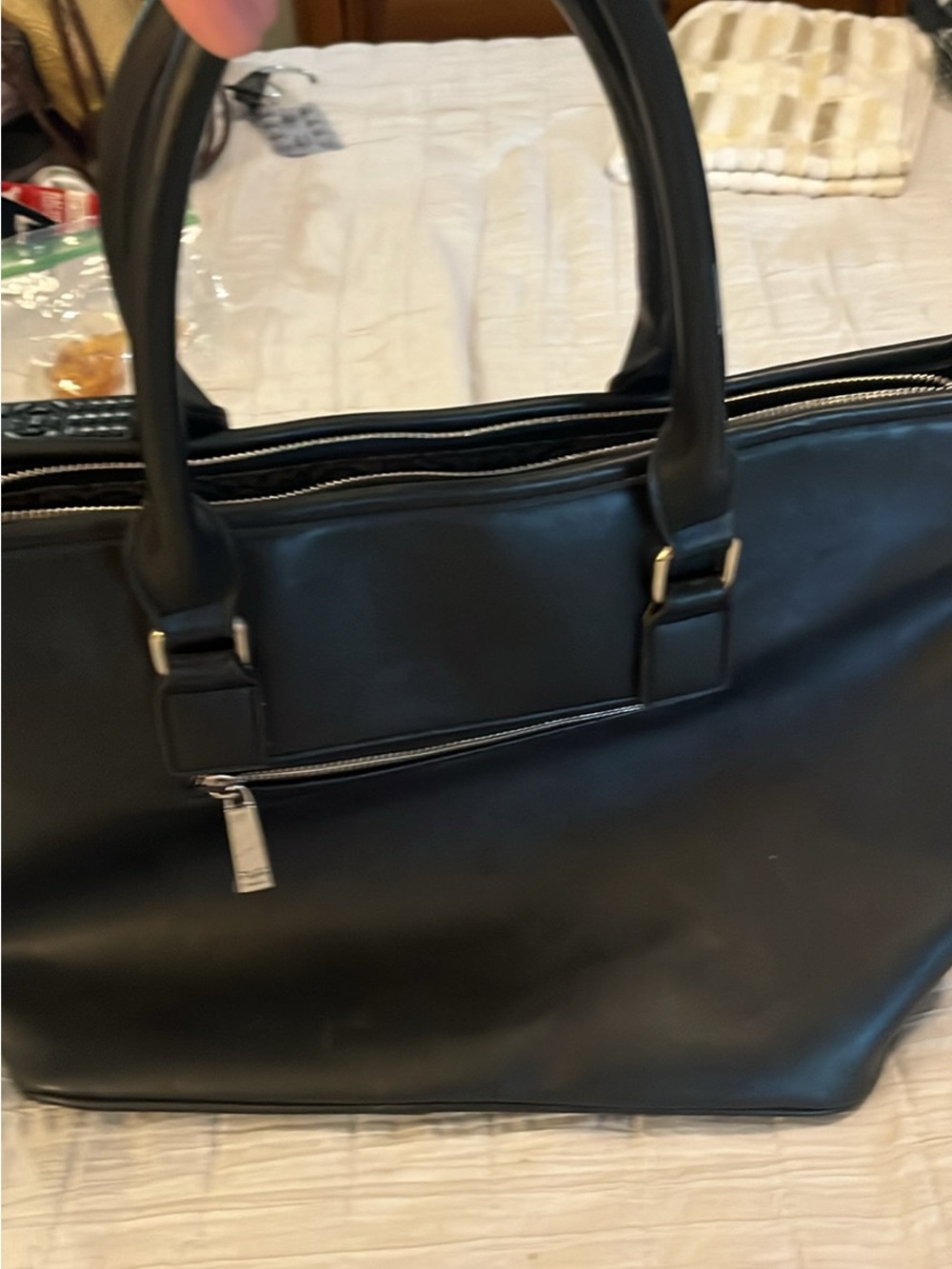 Alessandro Versace Black Leather Studded Tote with Embossed Medallion - Picture 3 of 8